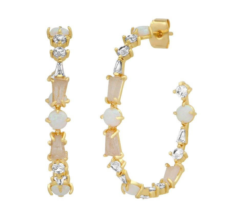 Mosaic Mixed Stone Hoop Earrings