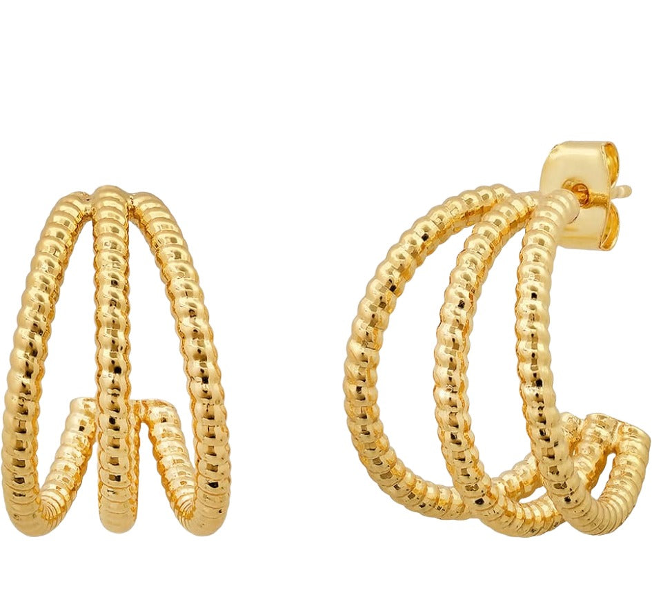 Twisted Gold Triple Huggie