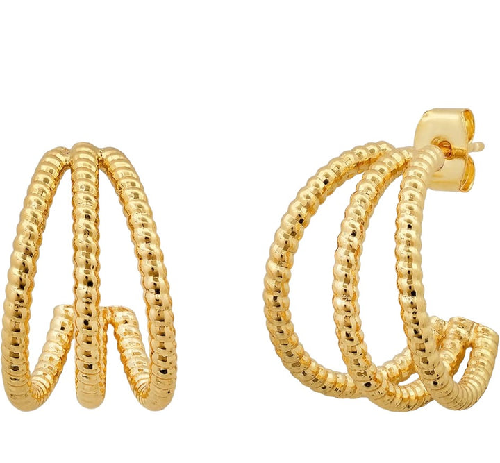 Twisted Gold Triple Huggie