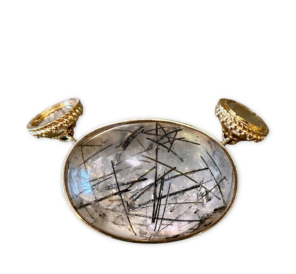 Tourmalinated Quartz Cabochon Necklace Centerpiece