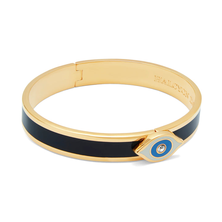 Evil Eye Sparkle Button Midnight & Gold Bangle