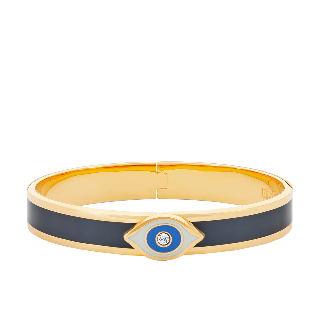 Evil Eye Sparkle Button Midnight & Gold Bangle