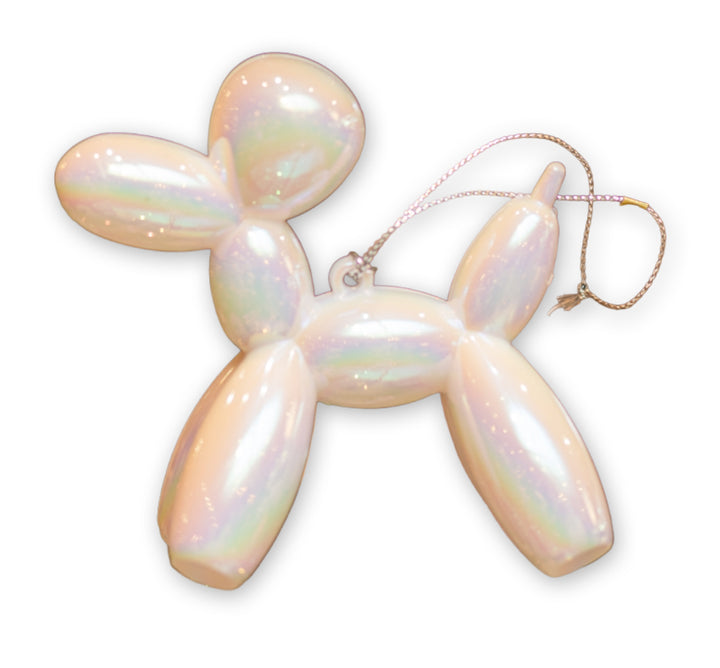 4" White Iridescent Balloon Dog Ornament