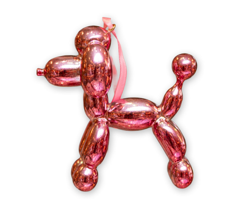 4" Pink Metallic Dog Ornament