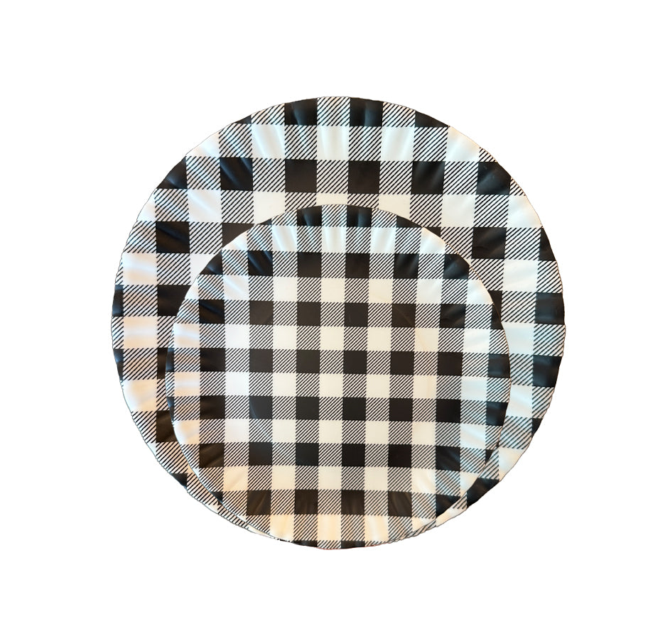 Black Gingham Melamine Dinnerware Collection