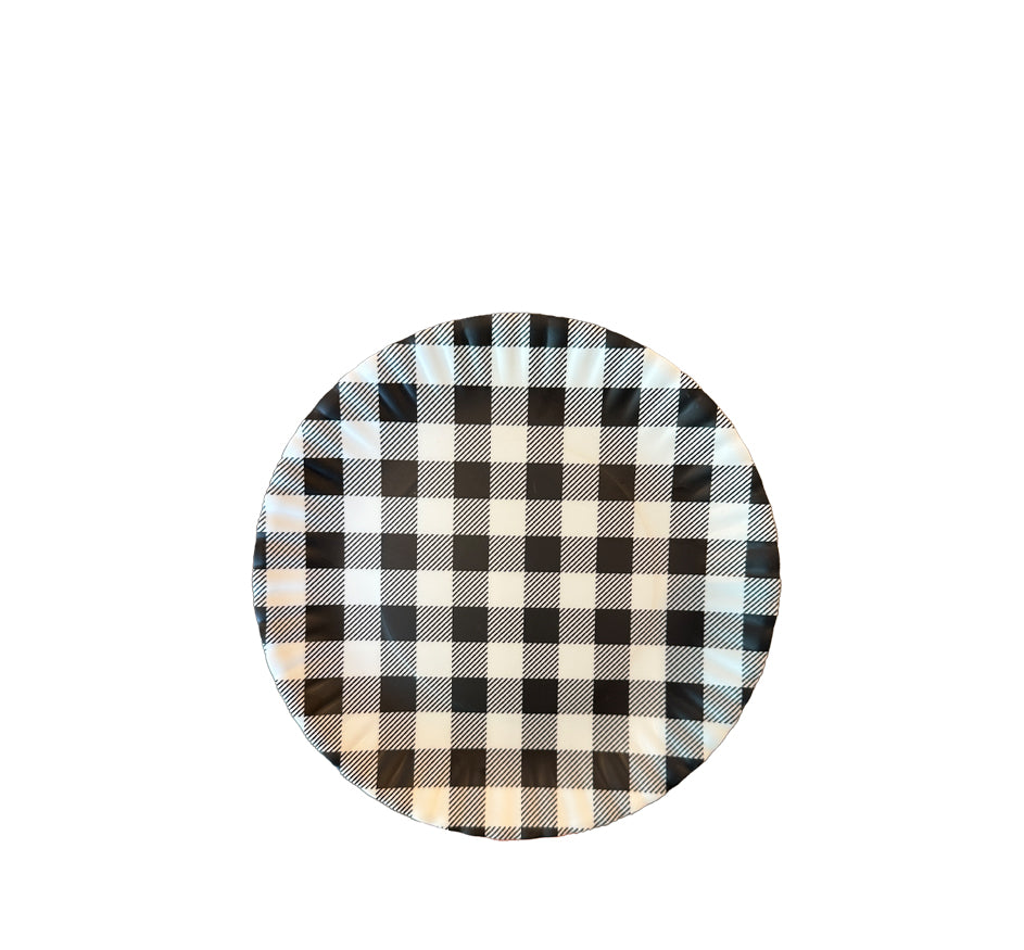 Black Gingham Melamine Salad Plate