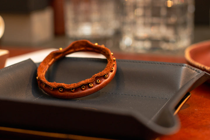 Leather Bracelet with Glass Beads