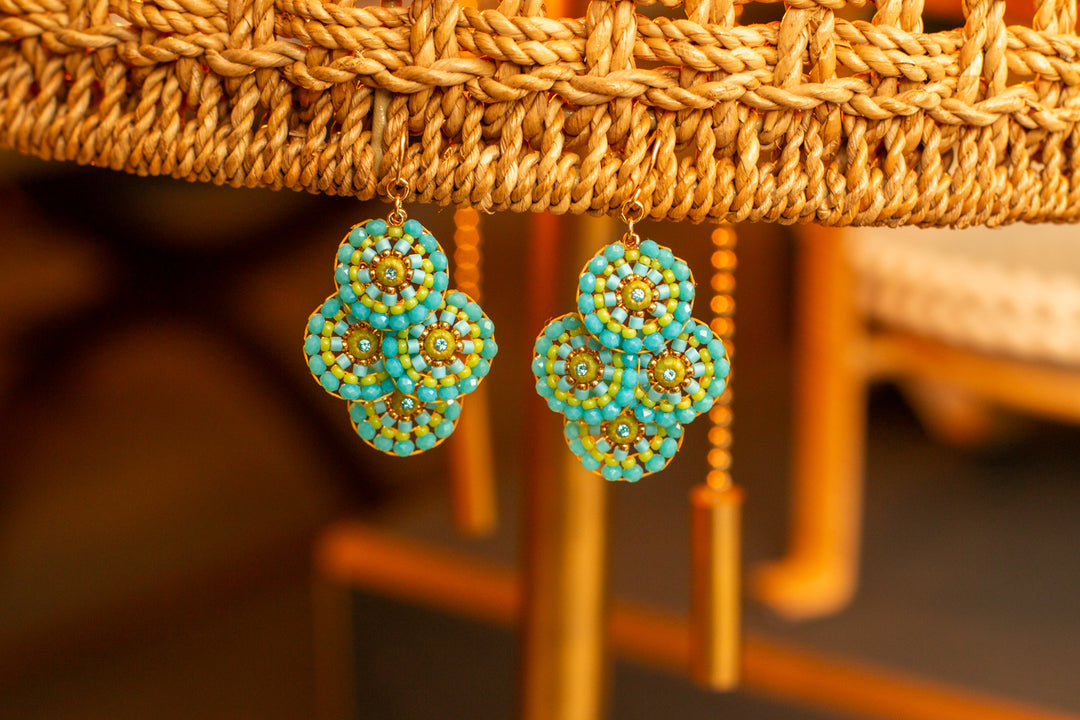 Miyuki 4 Circle Drop in Turquoise