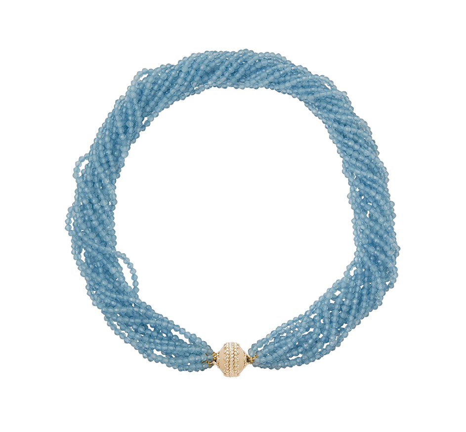 Michel 3mm Aquamarine Multi-Strand Necklace