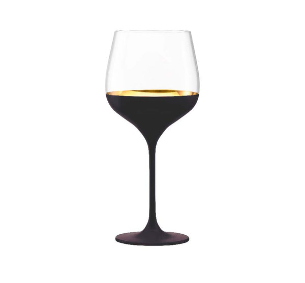 Crystal 24k Largest Grand Burgundy Wine Glass in Black
