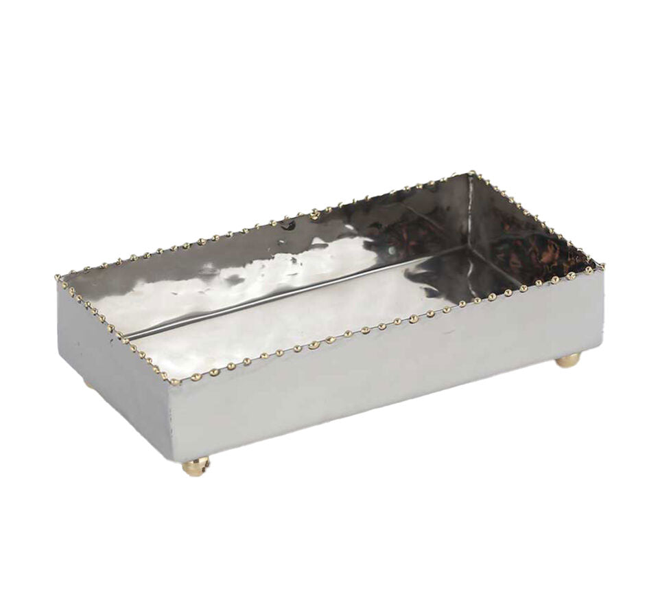 Nickel and Gold Bead Guest Towel Tray