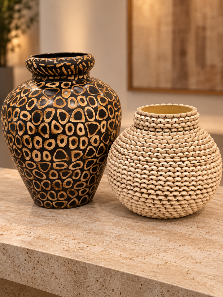 Textured White Bone Vase