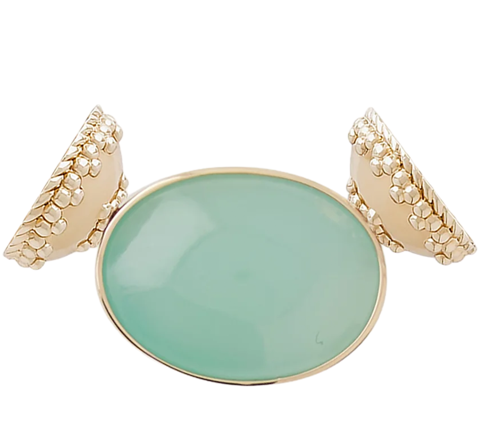Oval Green Chalcedony Centerpiece