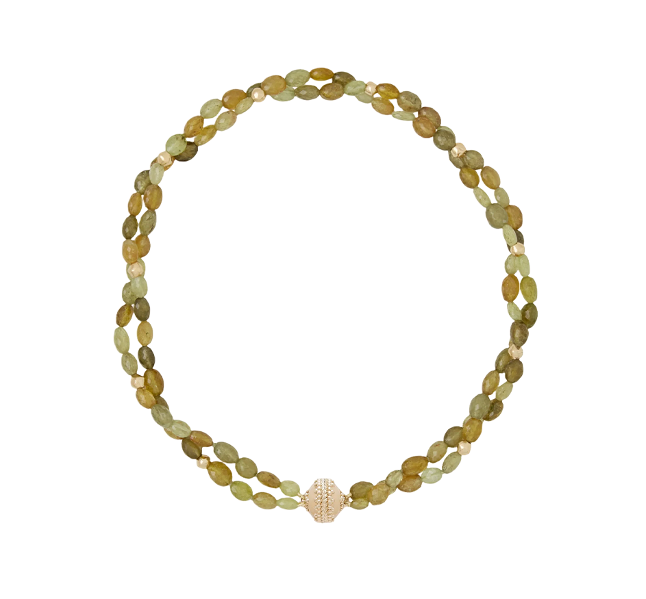 Peppercorn Dark Green Garnet Double-Strand Necklace