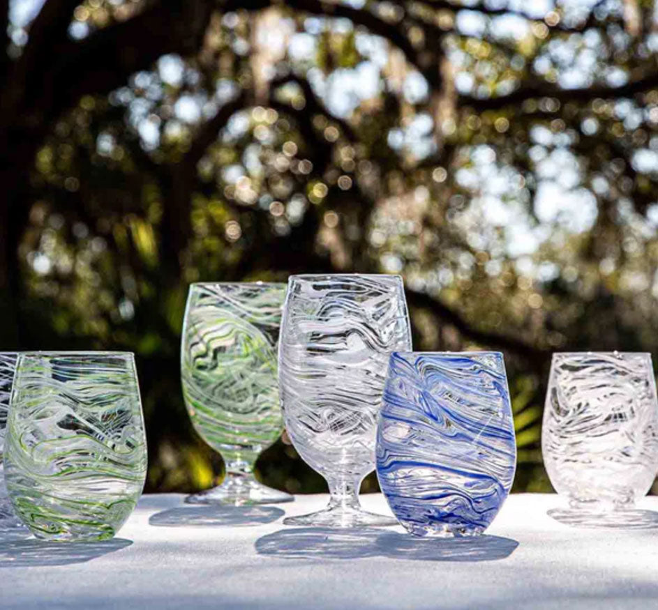 Puro Marbled Goblet In Blue