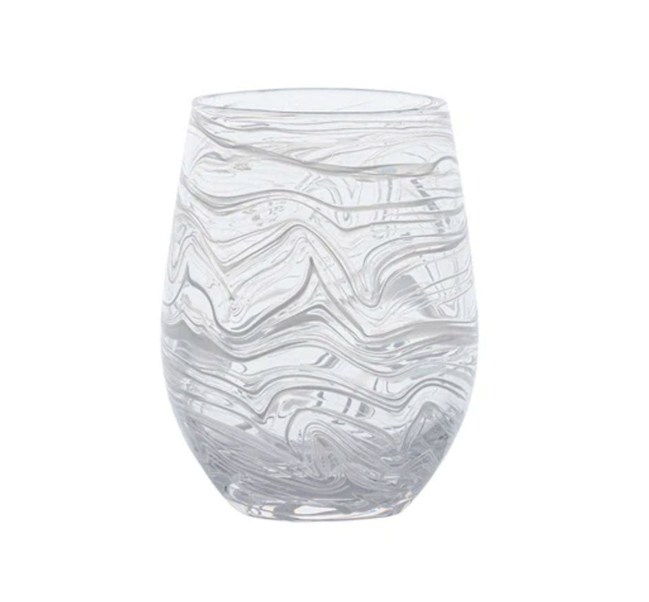 Puro Marbled Stemless Wine In White