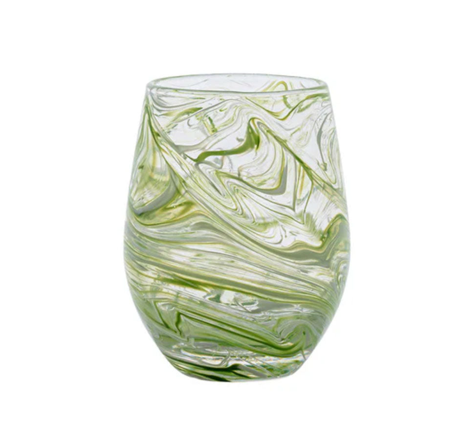 Puro Marbled Stemless Wine In Green