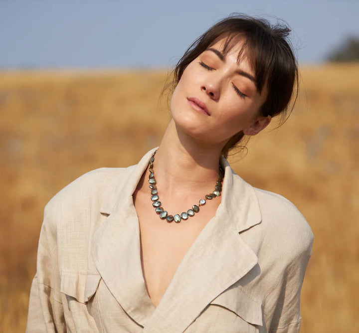 Pyrite Slice Diamond Necklace
