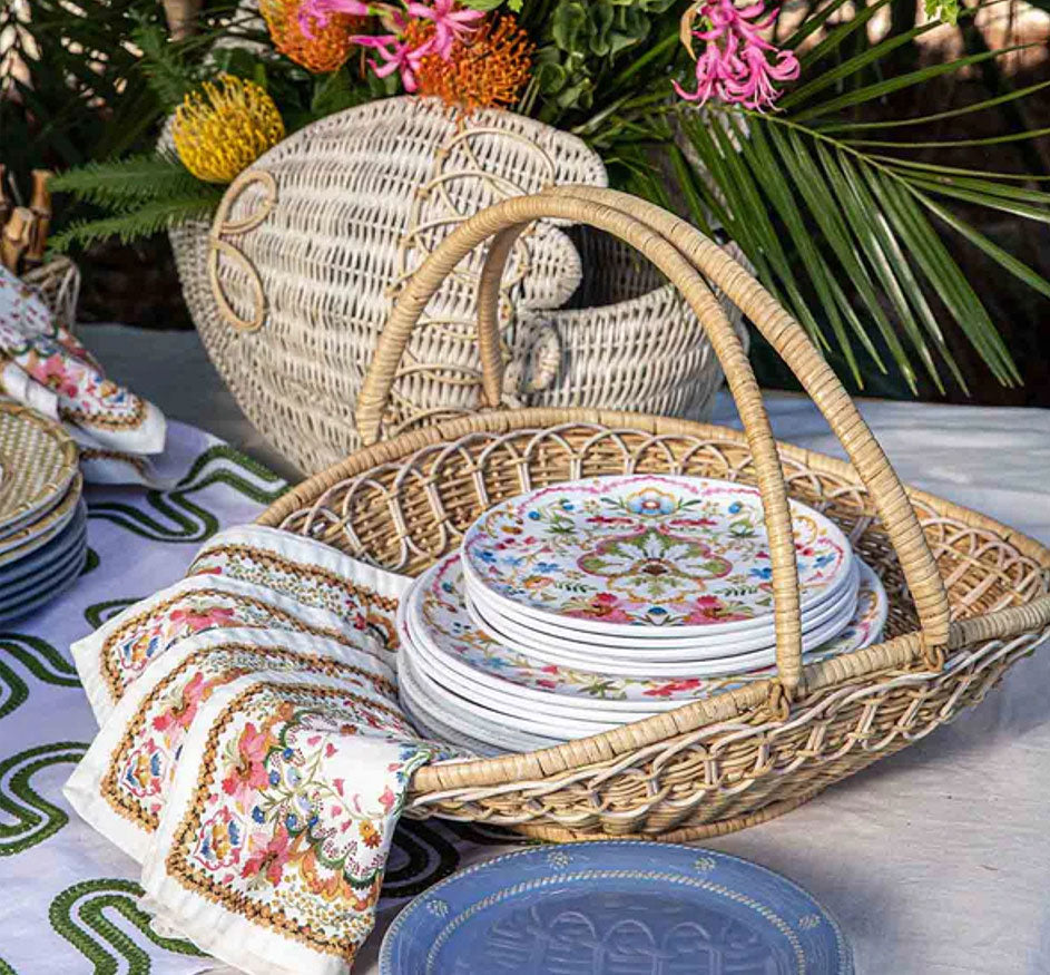 Provence Rattan Gathering Basket - Whitewash
