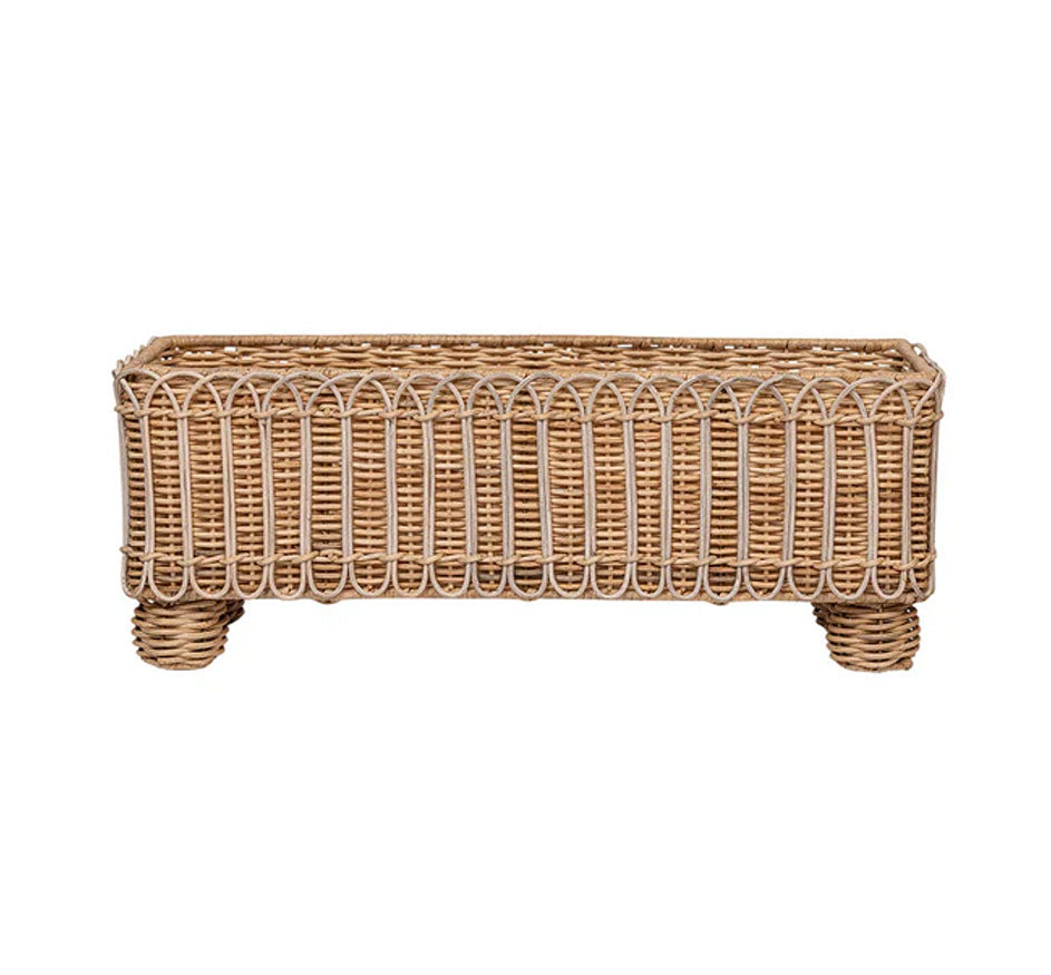 Provence Rattan Rectangular Planter - Whitewash