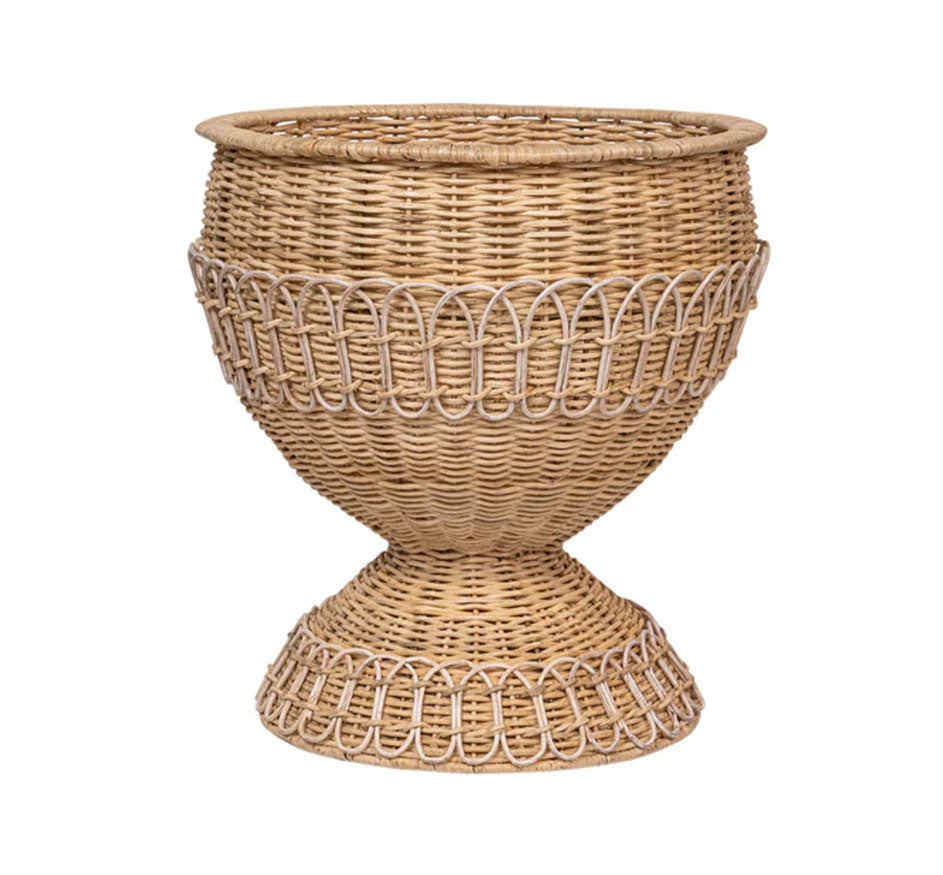 Provence Rattan Medium Urn - Whitewash