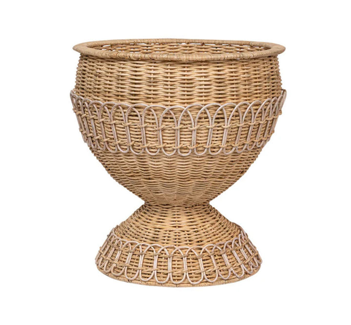 Provence Rattan Medium Urn - Whitewash
