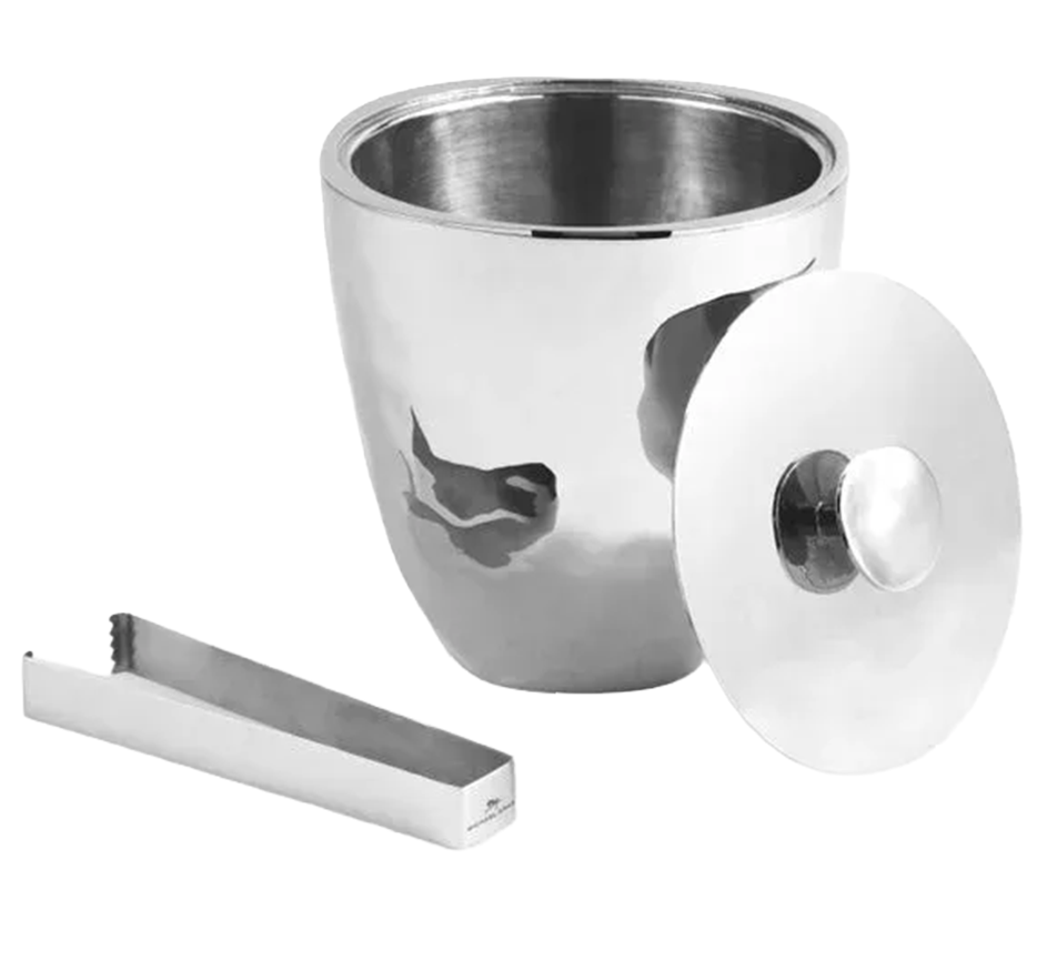 Reflective Ice Bucket With Tongs
