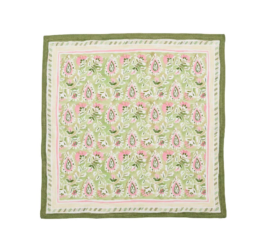 Mira Napkin in Green & Pink