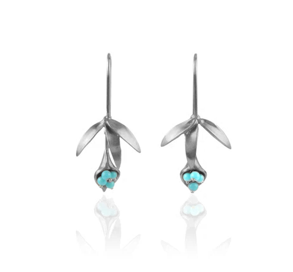 Sterling Silver Wildflowers with Turquoise Earrings