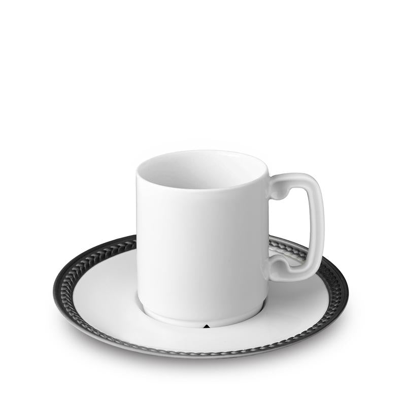 Soie Tressee Teacup & Saucer in Black