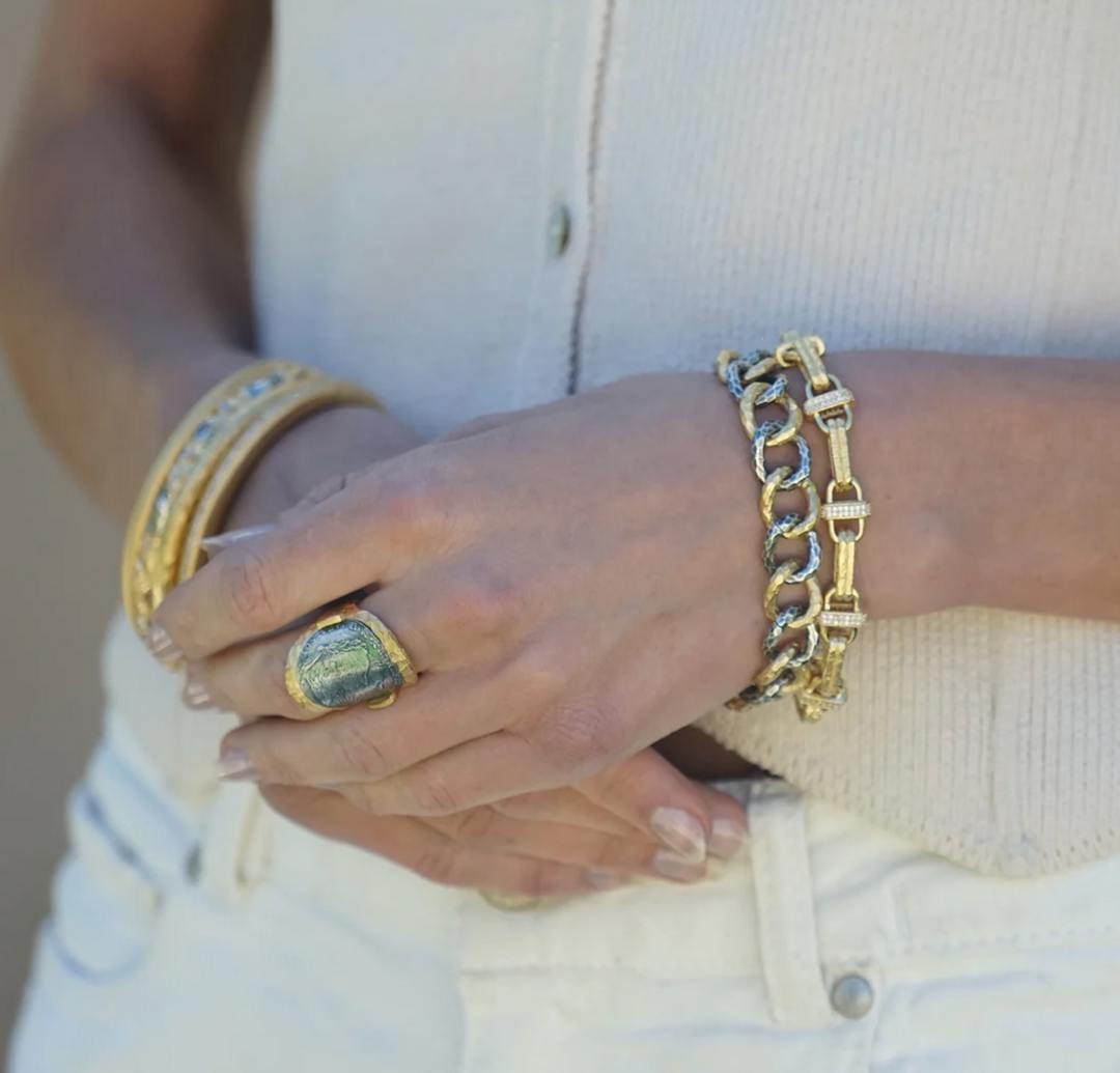 Two Tone Mini Chariot  Link Bracelet