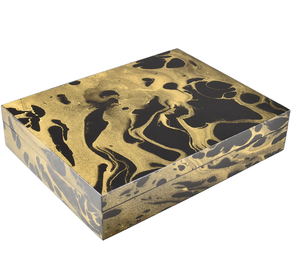 Stationary Box Gold Black Marble