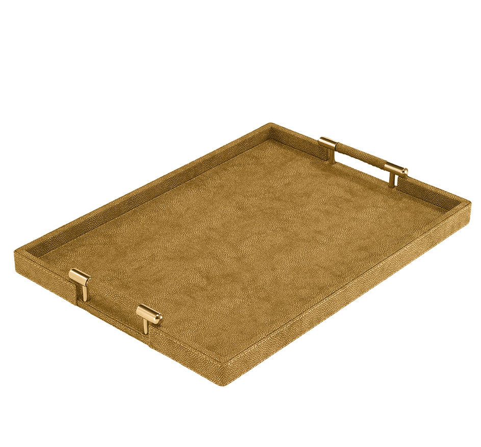 Stingray Rect Handle Tray Gold