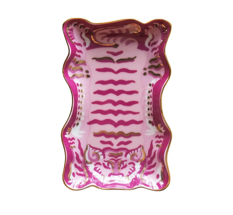 Tibetan Tiger Porcelain Trinket/Dice Dish