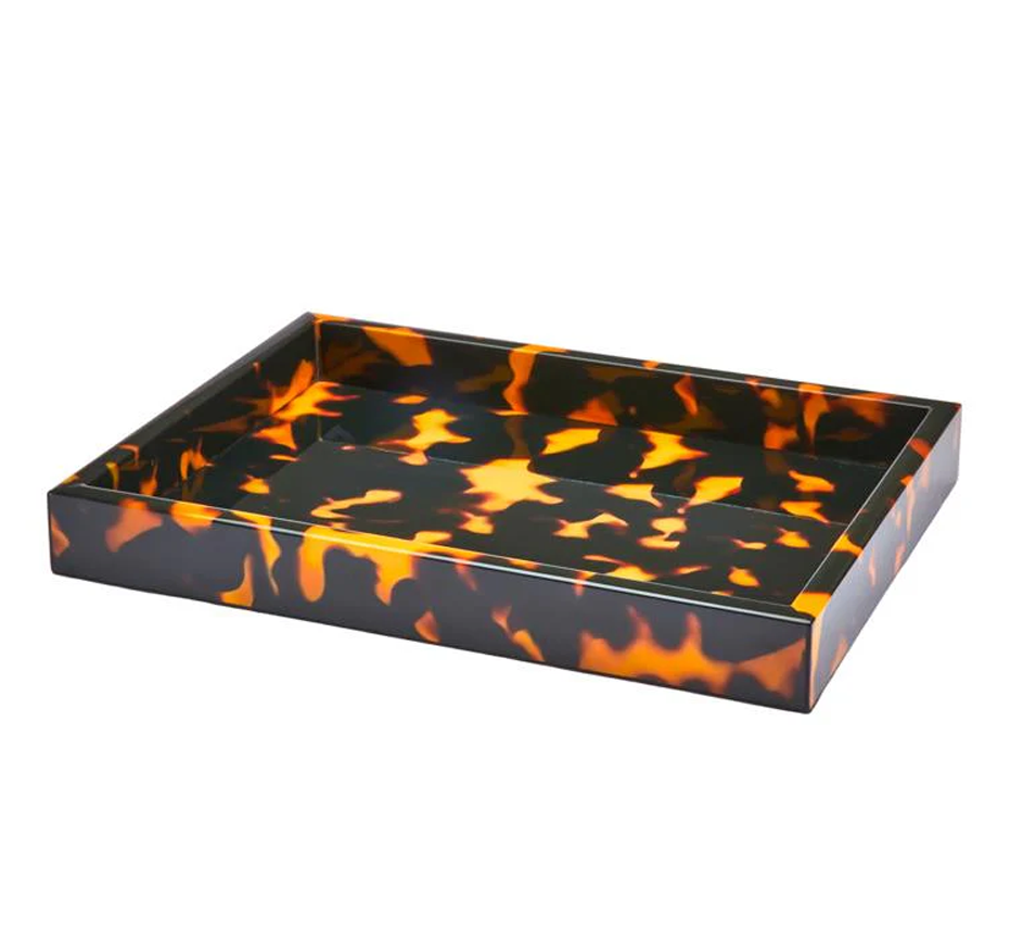 Faux Tortoiseshell Small Lacquered Serving Tray