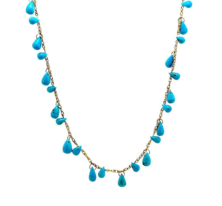 Petite Turquoise Cluster Dangle Necklace