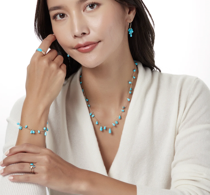Petite Turquoise Cluster Dangle Necklace