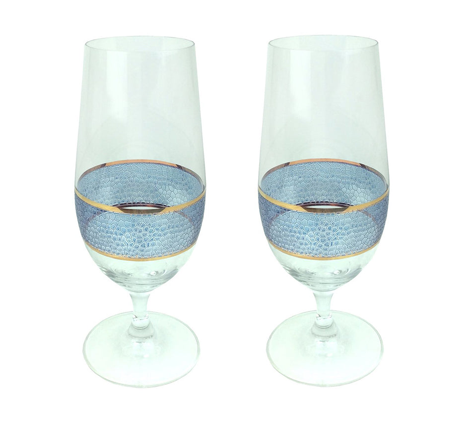 Panthera Indigo 14 Oz Stemmed Water Glass (Set of 2)