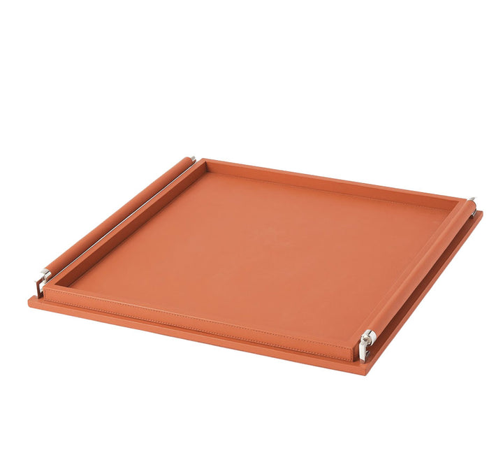 Wrapped Handle Leather Tray In Small & Large