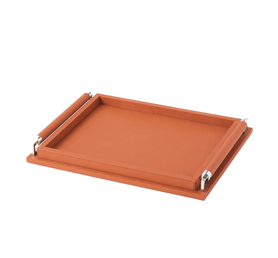 Wrapped Handle Leather Tray In Small & Large
