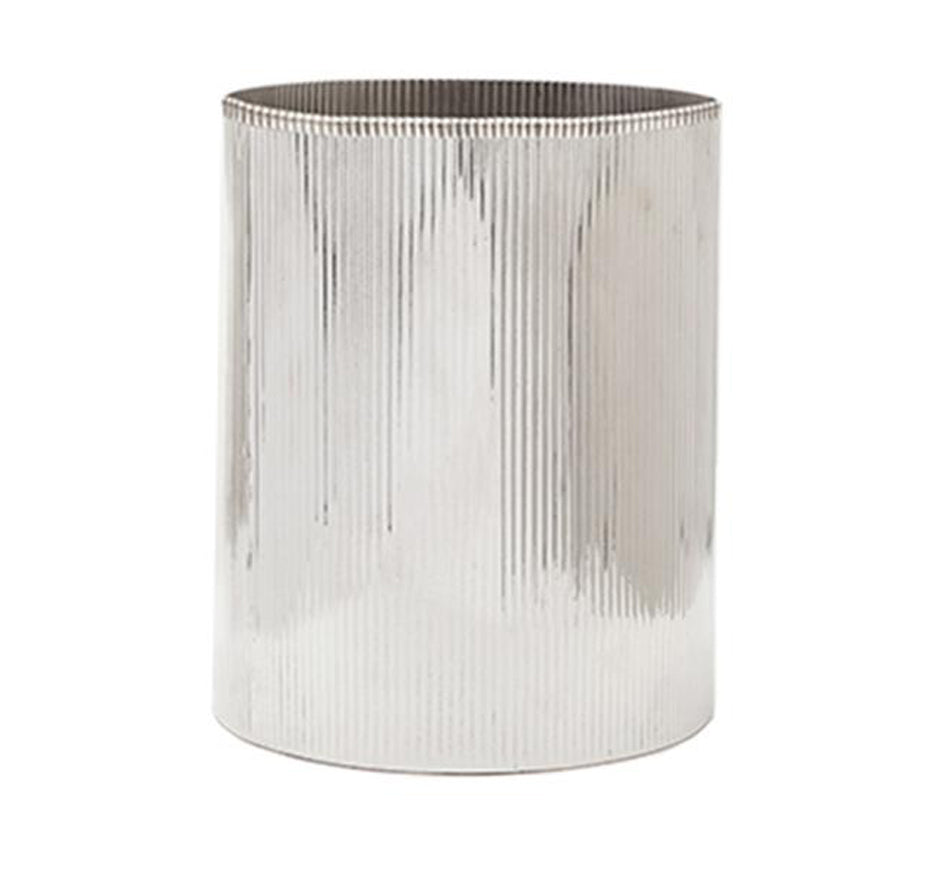 Redon Round Wastebasket in Shiny Nickel