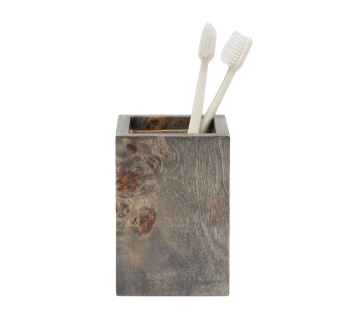 Bern Brush Holder In Ash Gray Mappa Burl