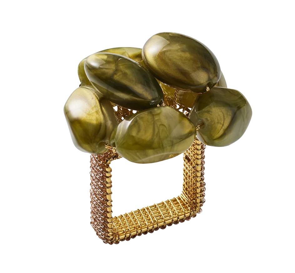Bonton Napkin Ring in Green & Gold