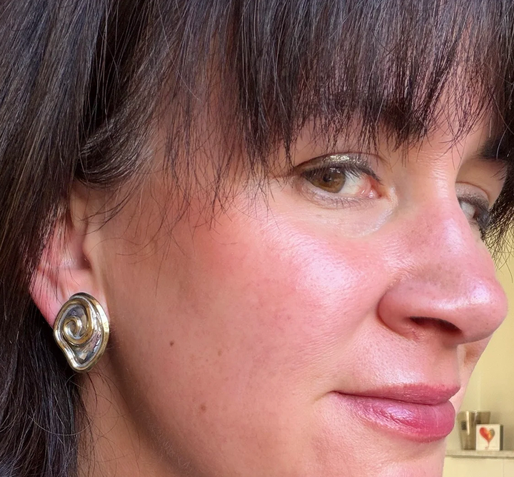 Convolute Button Clip Earrings