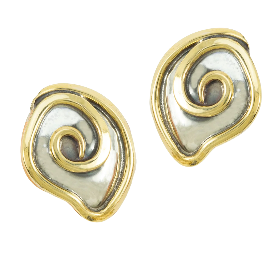 Convolute Button Clip Earrings