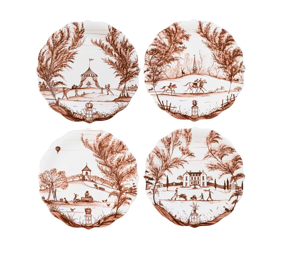 Country Estate Harvest Party Plate in Sepia (Assorted Set of 4)