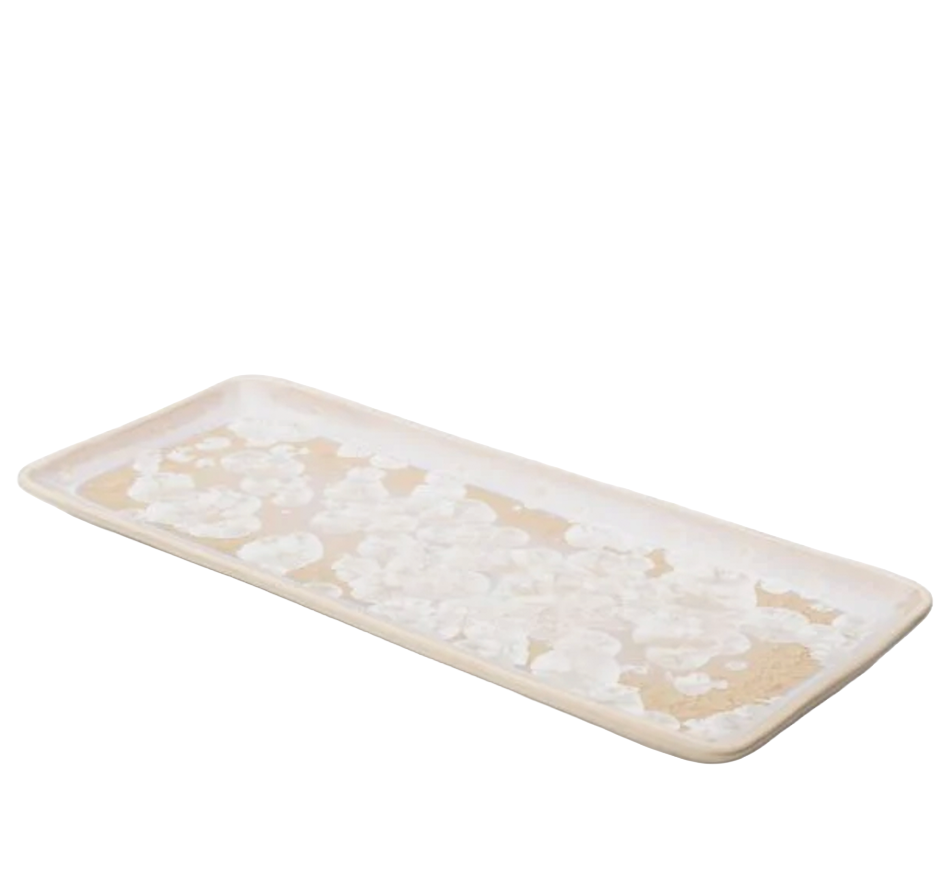 Crystalline Rectangle Platter White