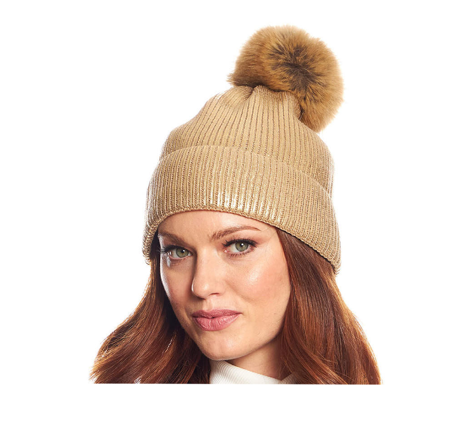 Metallic pom beanie (Available In 3 Colors)