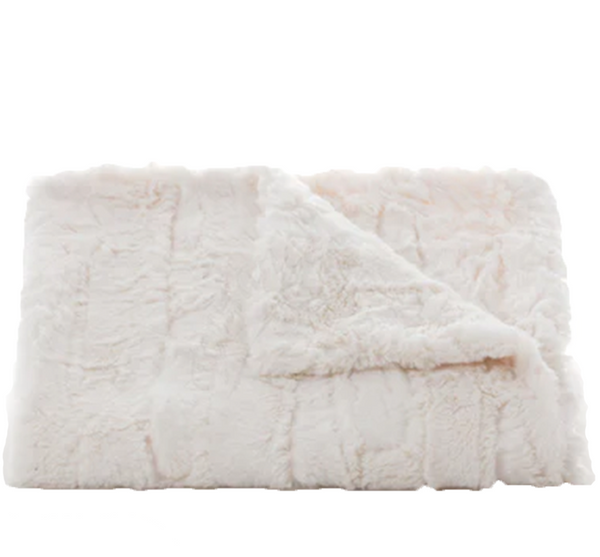 Lux Faux Rabbit Throw Ivory