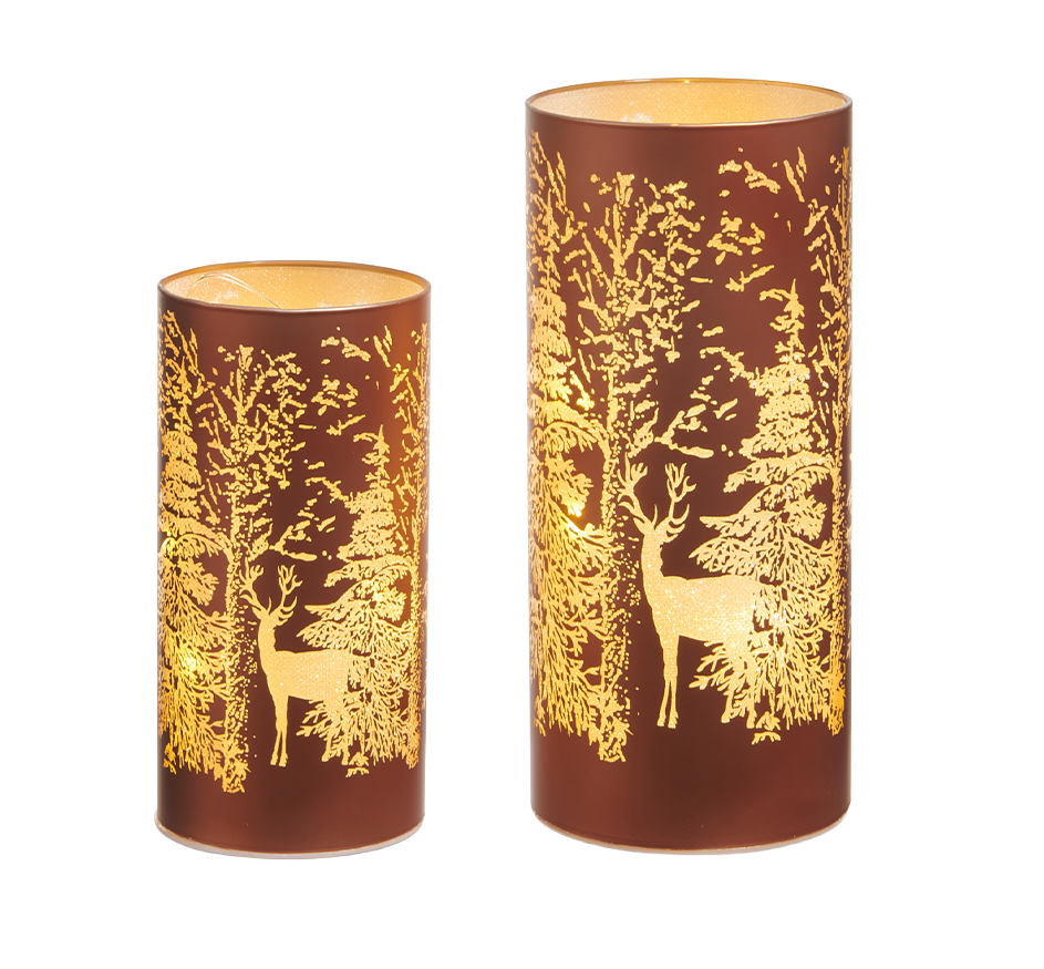 Forest Trees Lighted Lantern (Set of 2)